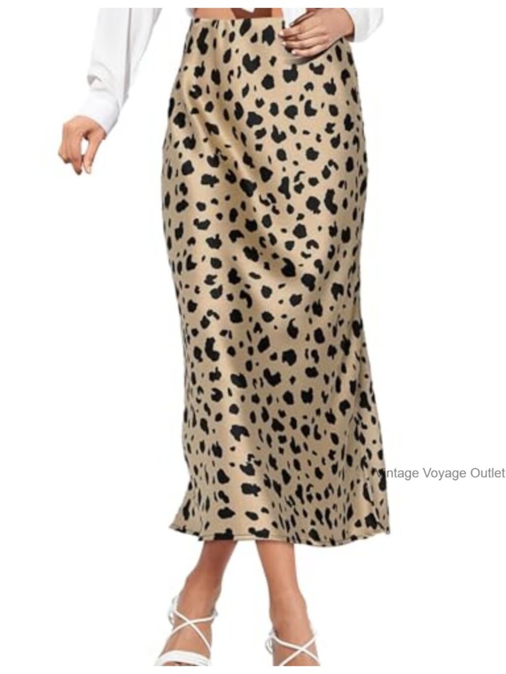 Satin Midi Skirt High Waisted Stretch Long Skirt Dressy Casual